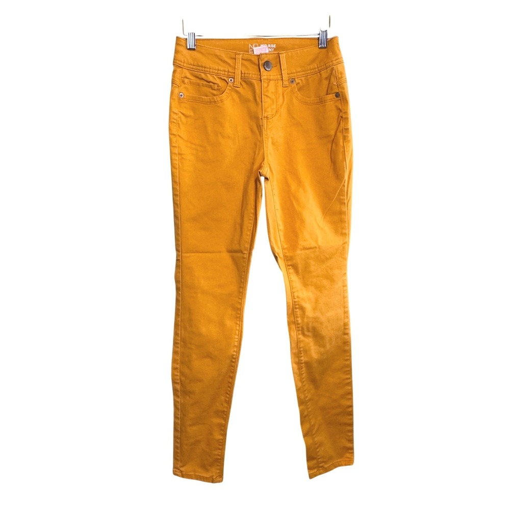 No Boundaries Mustard Yellow Mid Rise Skinny Jeans Size 7 Stretch Denim Pants